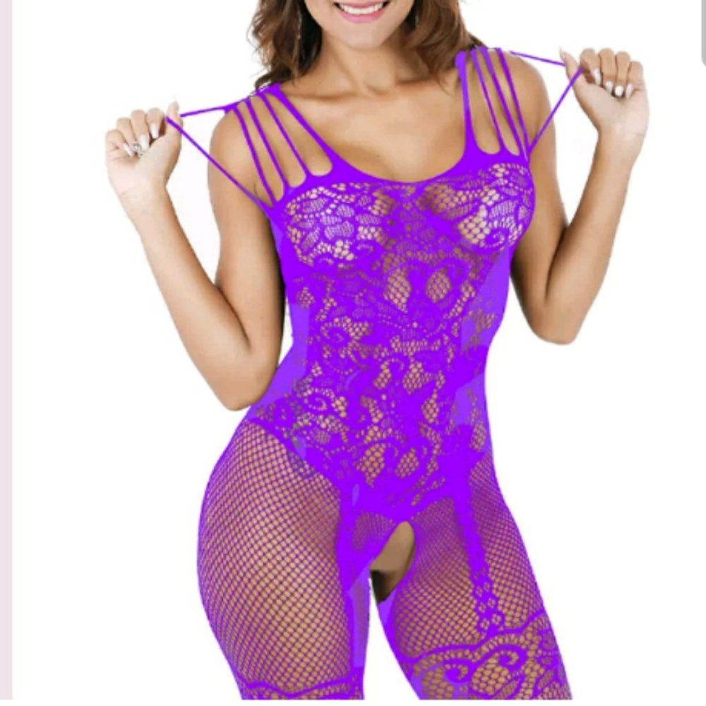 Purple Fishnet Bodysuit